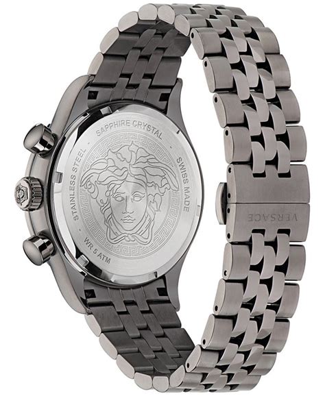 Versace Men's Swiss Hellenyium Gunmetal Ion Plated Bracelet 